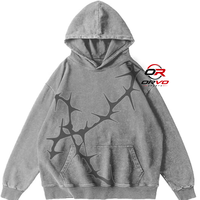 Sweat-shirt à capuche oversize pour homme ORVO Sports, 100% coton, tissu éponge français, imprimé motif épines, vêtement décontracté pour l'automne