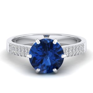 REYES Handmade 14K Solid Gold Round Brilliant Cut 2.75Ct Blue <b>Sapphire</b> Gemstone <b>Ring</b> Minimalist VVS Clarity Moissanite Jewelry - Product Image 5