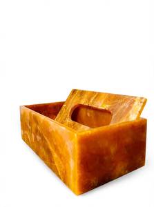 JAMEEL SONS INTERNATIONAL Boîte à mouchoirs de luxe en résine orange, porte-serviettes, finition lisse, fait main, support multifonctionnel pour la maison - Product Image 1