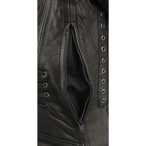 SAMROZ SPORTS Women's Black Leather Lightweight Racer Jacket - Product Image 5