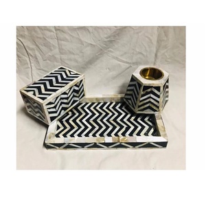Vente chaude Chevron Motif Os Incrustation Plateau Ensemble Avec Bakhoor Brûleur Et Boîte Brûleur D'encens Ensemble Thé Lumière Ensemble Artisanat Indien - Product Image 4
