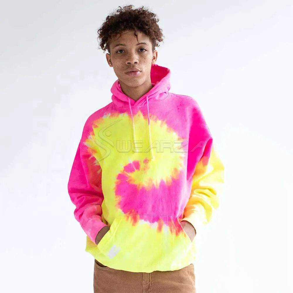 custom tie-dye hoodie fashion hip hop hoodies for men women plus size hoodie with embroidered logo