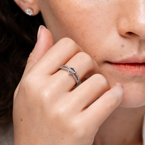 แหวนรูปหัวใจทองคำเหลืองสำหรับผู้หญิง ทอง 10K 14K 18K เงิน 925 935 เพชรเลี้ยงในห้องปฏิบัติการ โรแมนติก สำหรับหมั้นและวันครบรอบ - Product Image 2
