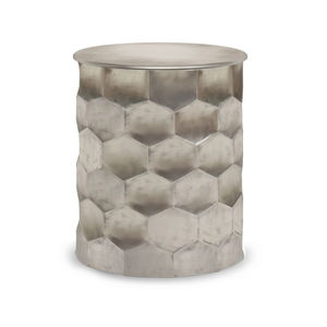 Taburete de Tambor de Hierro Reciclado Hecho a Mano con Acabado Antiguo, Taburete Metálico con Detalles Vintage, Mesa Auxiliar para Uso en Interiores y Exteriores al Precio Más Bajo - Product Image 3