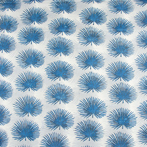 Traditional Cotton Kantha Quilt Hand Printed Blue Palm Pattern White Bedcover All Season Home Use - Product Image 5