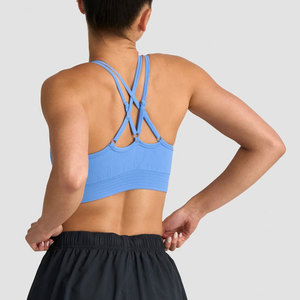 Sujetador deportivo para mujer con tirantes cruzados en la espalda, almohadillas extraíbles ajustables, cuello en V profundo, material acanalado, alta elasticidad, ajuste ceñido, ropa de yoga. - Product Image 2
