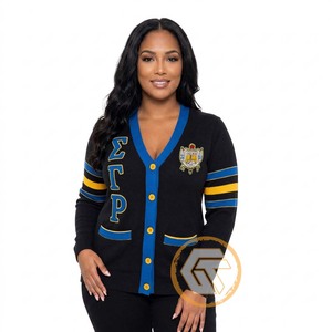 Tresors grecs – Pull personnalisé Sigma Gamma Rho pour femme, en laine/acrylique respirant à séchage rapide, avec appliques brodées et col en V - Product Image 1