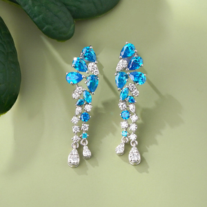 Ensemble de collier avec diamant cultivé en laboratoire de 6,5 carats, or blanc 14 carats, taille ronde et poire, diamant VVS CVD presque incolore, bijoux pour elle - Product Image 2