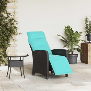 Sedia da giardino reclinabile in polyrattan nero, edizione standard - Product Image 3
