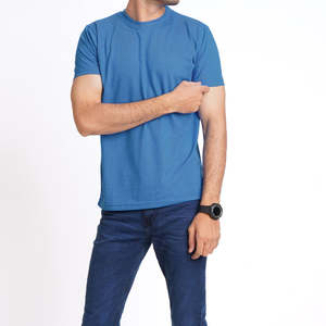 Nouveau style tendance, t-shirt pour homme en coton 100% à manches courtes, tricoté uni, respirant, séchage rapide, col rond, en solde - Product Image 1