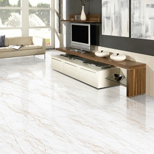 กระเบื้องปูพื้นและผนังลายหินอ่อนมันเงา Moon Crema Solid Texture ขนาด 600x1200 มม. สำหรับห้องนั่งเล่น ห้องน้ำ โรงแรม และบ้านพัก - Product Image 1