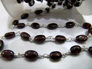 Natural Garnet Beaded <b>Rosary</b> Chain Smooth Brass Findings 8mm Oval Sold Per Foot - Product Image 4
