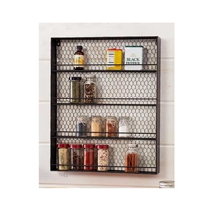 Étagère à épices compacte en métal, conçue pour organiser les arômes et les assaisonnements de cuisine, avec un rangement pratique et élégant - Product Image 1