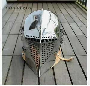 Armure de combat médiévale en métal poli, casque intégral pour costume historique, idéal pour spectacle, combat de scène, exposition, souvenir - Product Image 1