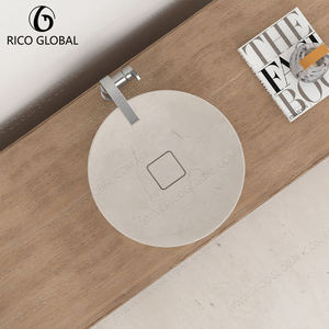 Lavabo rond à poser sur le comptoir, finition polie brillante, design minimaliste, robinet à levier à trou unique - Product Image 6