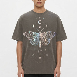 Camiseta Urbana con Estampado Reflectante para Hombre, Cuello Redondo, Algodón, Estilo Casual, Reflectante, Suave, Transpirable, para Uso Diario - Product Image 3