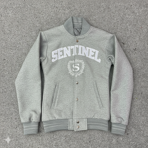 Good Quality Custom Label Embroidered Wool Silk Unisex Varsity Lettermen Jacket <b>Covered</b> <b>Button</b> Closure Reversible Front - Product Image 5