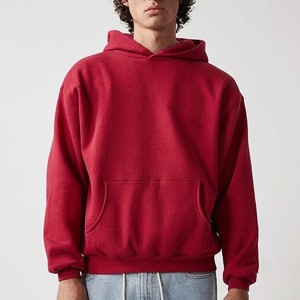 Sweat à capuche pull-over bordeaux haut de gamme, en molleton épais, avec logo personnalisé, coupe oversize, style streetwear décontracté - Product Image 5