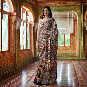 Sari de Seda Modal de Aspecto Lujoso, Sari Tradicional Suave y Ligero - Product Image 1