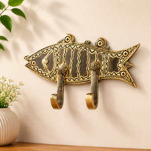 AK Brass Fish Design Antique Brass Finish Metal Wall <b>Hook</b> <b>Decorative</b> Double <b>Coat</b> Hanger Home Decor - Product Image 1
