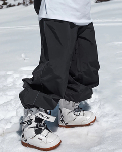 Pantalones de esquí holgados unisex negros, impermeables, con cintura elástica, material Gore-Tex, pantalones de snowboard para adultos con costuras selladas y aislamiento interior. - Product Image 5