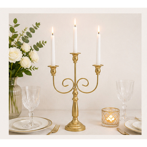 Elegante Candelabro Dorado de 3 Brazos, Centro de Mesa Metálico para Decoración de Bodas y Fiestas, Portavelas de Lujo - Product Image 6