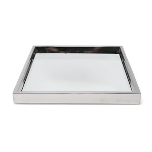<b>Square</b> <b>Mirrored</b> Metal Storage Tray Minimalist Design Single Tier Easy To Clean Desk Organizer Neatening Solution - Product Image 2