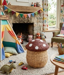 Handcrafted Water Hyacinth Mushroom <b>Basket</b> with Removable Lid Decorative <b>Toy</b> <b>Storage</b> <b>Basket</b> for Kids Room, Nursery, Laundry Room - Product Image 6