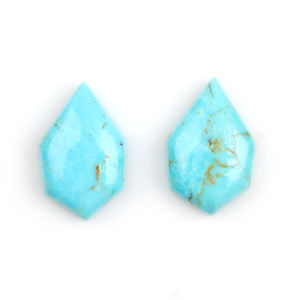 Vente en gros de pierres précieuses en vrac, turquoise naturelle de Mohave, Arizona, forme fantaisie 10x17mm, cabochon calibré, pour la fabrication de bijoux. - Product Image 1
