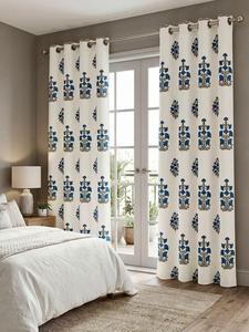 Rideaux en coton premium imprimés à la main, aux motifs floraux traditionnels, pour la décoration des fenêtres du salon et de la chambre, style maison. - Product Image 2