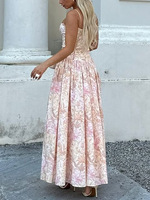 Nouvelles robes maxi élégantes à bretelles spaghetti, style français, décontractées, sexy, à découpes, avec ceinture, pour femmes, pour les vacances d'été