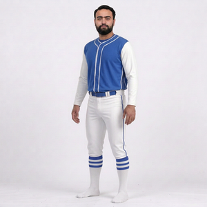 ชุดเบสบอลชาย เสื้อเจอร์ซีย์สีพื้น กางเกงขายาว แขนครึ่งตัว ระบายอากาศ ป้องกันแบคทีเรีย คอวี ปรับแต่งได้ ใส่ได้ทุกฤดู - Product Image 4