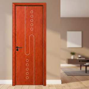 Porte d'entrée moderne en bois composite WPC polymère, imperméable et résistante à la chaleur, surface finie pour appartement, commerce, salle à manger, chambre - Product Image 1