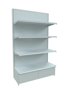 Estante de Exhibición Metálico Resistente, Horizontal, de 4 Niveles, en Forma de L, Perforado, para Supermercado - Product Image 3