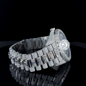 Reloj de Lujo con Diamantes Moissanite Blancos, Correa de Acero Inoxidable, Movimiento Mecánico ETA, Unisex, Estilo Hip Hop, Muy Solicitado - Product Image 2
