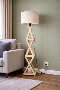 Lampadaire métallique à 3 niveaux, design moderne amovible, finition jaunâtre, abat-jour en lin personnalisé, lumière sur pied, OEM ODM en gros - Product Image 1