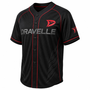 Men's Baseball Jersey Black Red Mesh Short Sleeve Button <b>Down</b> Regular Fit Breathable All Seasons Team Name Front Print - Product Image 6