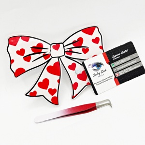 Nuevo estilo Bow White Red Lash Tile Pinzas para embalaje de pestañas Etiqueta privada Azulejos magnéticos sostenibles Extensión de pestañas Azulejos acrílicos - Product Image 1