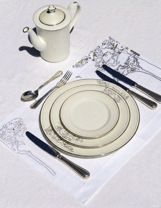 Custom Handmade Embroidered Classic Tree Birds <b>Placemat</b> Napkin Sets White Linen Mats Washable for Weddings Home Restaurant - Product Image 3