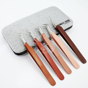 Puntas de fibra con logotipo personalizado, pinzas clásicas curvas de acero inoxidable Premium, pinzas para extensión de pestañas, volumen de bota profesional 90 - Product Image 3