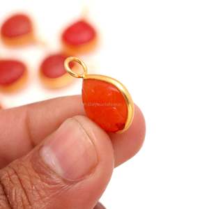 Colgante de flor de cornalina natural, plata de ley 925, colgante de piedra preciosa tallada a mano, colgante de corazón para la elaboración de joyas - Product Image 5