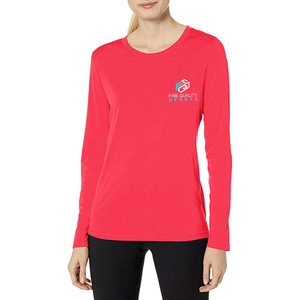 T-shirt de sport rose vif à manches longues pour femme, léger et respirant, idéal pour la gym et la course à pied - Product Image 4