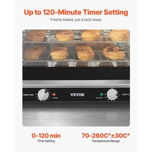 Horno Eléctrico Comercial de 66L y 4 Niveles para Encimera, 2800W, con Puerta de Vidrio Templado, Rejillas de Alambre y Bandeja con Clip - Product Image 5