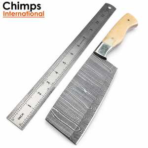 Couteau à découper en acier Damas Chimps International avec manche en os de chameau, style japonais, couteau de boucher pour la cuisine - Product Image 6