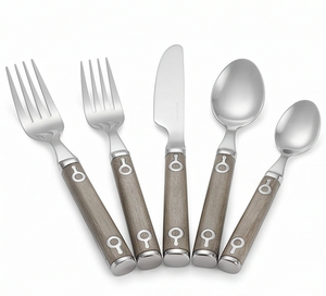 Ensemble de couverts de qualité supérieure en acier inoxydable avec manche en bois élégant, parfait pour la cuisine, les mariages, les fêtes et les hôtels - Product Image 1