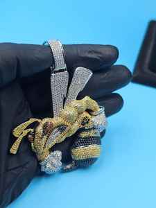 Colgante de Abeja Iced Out Estilo Hip Hop Personalizado con Moissanita VVS, Plata 925 Bañada en Oro, Colgante 3D de Animal, Colgante Bling de Rapper para Hombre - Product Image 6