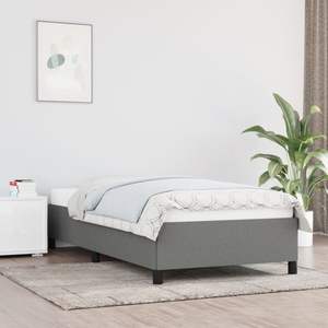 Cadre de lit double en bois d'ingénierie gris foncé, métal durable avec contreplaqué en polyester, style moderne - Product Image 1