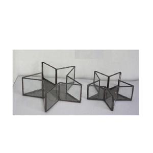 Antique Finish <b>Star</b>-Shaped Brass Glass Votive Lantern High Quality Home Decor Tea <b>Light</b> Holder in Two Sizes Metal Material - Product Image 2