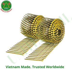 2-3/4 Inch Steel Coil <b>Nails</b> Checkered Flat Head Style Zinc Yellow-Chromate Plated Ring/Screw/Smooth Shank Roofing Pallet Making - Product Image 2