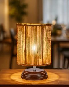 Cylindrical Fabric Table Lamp with Mechanical Control Modern <b>Bedside</b> <b>Reading</b> <b>Light</b> Tabletop Decorative Lamp for Bedroom - Product Image 2